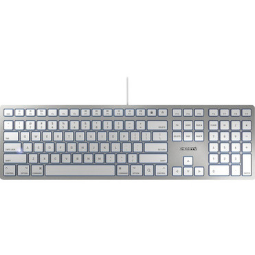 CHERRY KC 6000 SLIM Keyboard - Cable Connectivity - USB Interface - English US - Mac OS - Scissors Keyswitch - Silver White JK-1610US-1