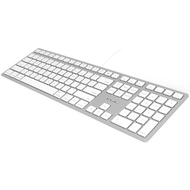 CHERRY KC 6000 SLIM Keyboard - Cable Connectivity - USB Interface - English US - Mac OS - Scissors Keyswitch - Silver White JK-1610US-1