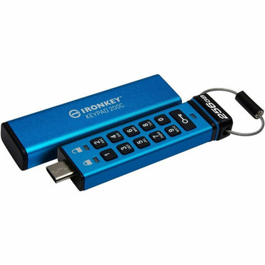 IronKey Keypad 200 256GB USB 32 Gen 1 Type C Flash Drive - 256 GB - USB 32 Gen 1 Type C - 280 MBs Read Speed - 200 MBs Write - IKKP200C256GB