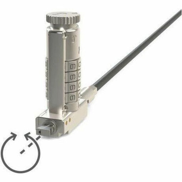 Noble TZ07TNR Compact Combination Wedge Lock Non Resettable - Non-Resettable - Combination Lock - Silver - Stainless Steel PVC Coated TZ07TNR