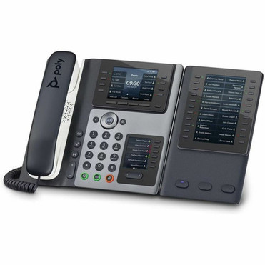 Poly Edge E450 IP Phone - Corded - CordedCordless - Wi-Fi Bluetooth - Desktop - Black - VoIP - IEEE 80211abgnac - 2 x Network - 82M90AA