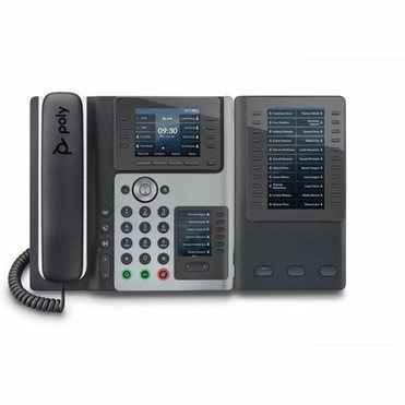 Poly Edge E450 IP Phone - Corded - CordedCordless - Wi-Fi Bluetooth - Desktop - Black - VoIP - IEEE 80211abgnac - 2 x Network - 82M90AA