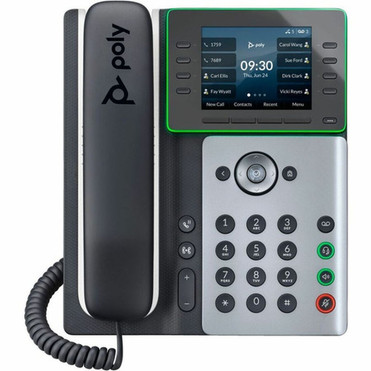Poly Edge E300 IP Phone - Corded - Corded - Desktop Wall Mountable - Black - VoIP - 2 x Network RJ-45 - PoE Ports 82M92AA
