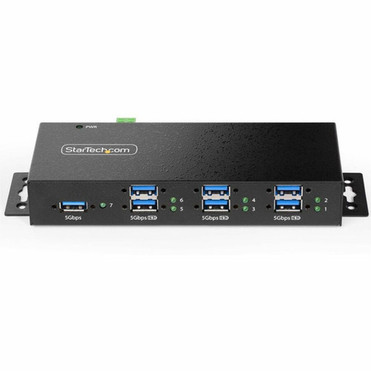 StarTechcom 7-Port Managed USB Hub Heavy Duty Metal Industrial Housing ESD  Surge Protection WallDeskDin-Rail Mountable USB - 5G7AINDRM-USB-A-HUB