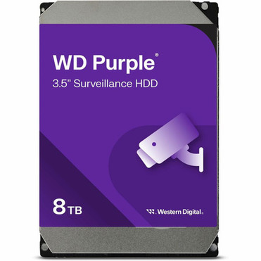 WD Purple WD85PURZ 8 TB Hard Drive - 35 Internal - SATA SATA600 - Conventional Magnetic Recording CMR Method - 180 TB TBW - 3 WD85PURZ