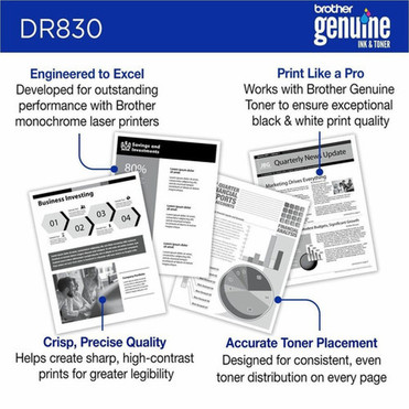 Brother DR830 Drum Unit - Laser Print Technology - 15000 Pages - 1 Each - Black DR830