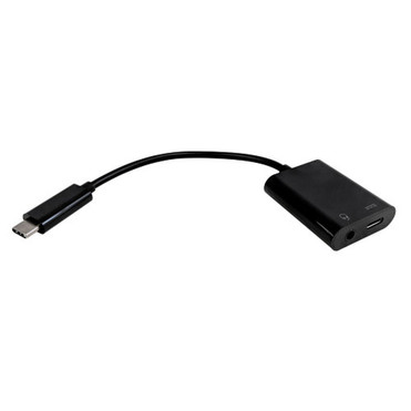 USB-C Male to 35mm 4-Pole Female  USB-C Female Headphone Adapter - Black