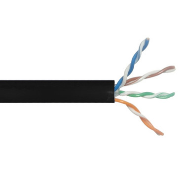 1000ft CAT6A Solid UUTP 650Mhz 23AWG CMP Plenum Bulk Cable - Black