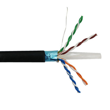 1000ft CAT6 550Mhz Solid FUTP 23AWG CMP Plenum Bulk Cable - Black