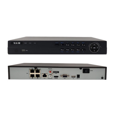 4-Channel Embedded Plug  Play NVR - 4K Resolution - Integrated PoE - 1U