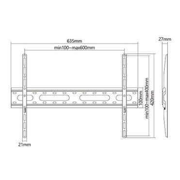 Fixed TV Wall Mount Bracket for Flat and Curved LCDLEDs - Fits Sizes 37-70 inches - Maximum VESA 600x400
