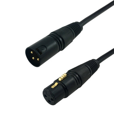 XLR 3-pin Male to XLR 3-pin Female Balanced Cable - Black - 15ft