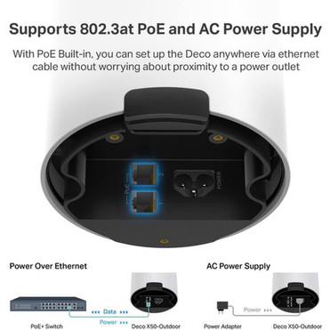 TP-Link Deco X50-Outdoor Wi-Fi 6 IEEE 80211ax Ethernet Wireless Router - Dual Band - 240 GHz ISM Band - 5 GHz UNII Band - 375 MBs - DECO X50-OUTDOOR1-PACK