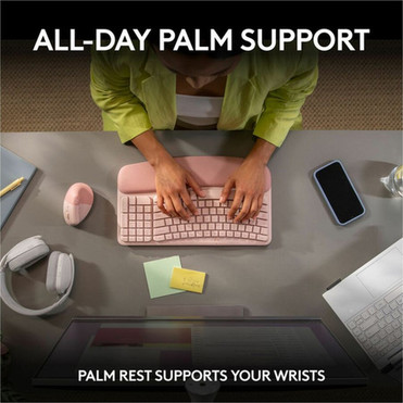 Logitech Wave Keys Wireless Ergonomic Keyboard with Cushioned Palm Rest Comfortable Natural Typing Easy-Switch Bluetooth Logi Bolt 920-012276