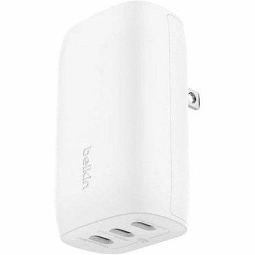 Belkin 67W Portable 3-Port USB-C Wall Charger - 3xUSB-C 67W Total - Fast Charging - Power Adapter - White - 67 W - White WCC002DQWH