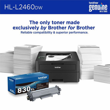 Brother HLL2460DW Desktop Wired Laser Printer - Monochrome - 36 ppm Mono - 1200 x 1200 dpi Print - Automatic Duplex Print - 250 Sheets HLL2460DW