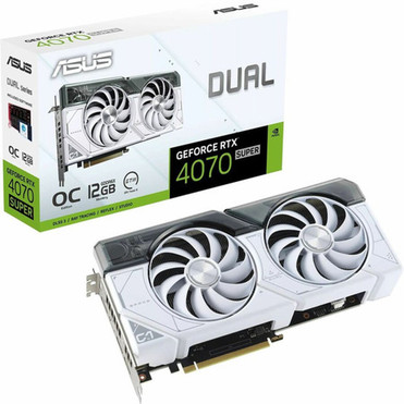 Asus NVIDIA GeForce RTX 4070 SUPER Graphic Card - 12 GB GDDR6X - 7680 x 4320 - 2550 GHz Boost Clock - 192 bit Bus Width - PCI Express DUAL-RTX4070S-O12G-WHITE