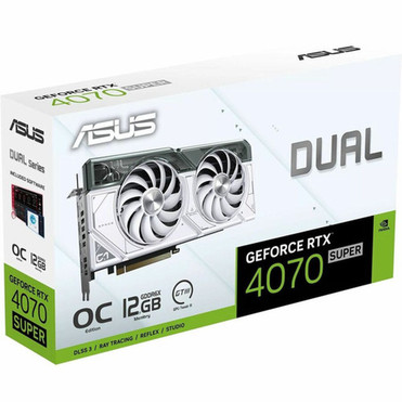 Asus NVIDIA GeForce RTX 4070 SUPER Graphic Card - 12 GB GDDR6X - 7680 x 4320 - 2550 GHz Boost Clock - 192 bit Bus Width - PCI Express DUAL-RTX4070S-O12G-WHITE