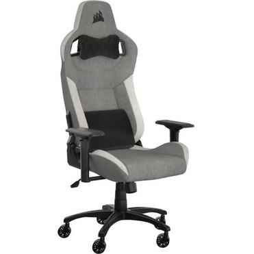 Corsair T3 RUSH Fabric Gaming Chair 2023 - GreyWhite - For Gaming - Fabric Nylon Memory Foam - White Gray CF-9010058-WW