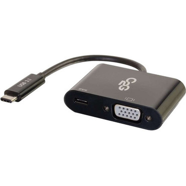 C2G USB-C To VGA Video Adapter Converter With Power Delivery - Black - USB 31 Type C - 1 x VGA 29533