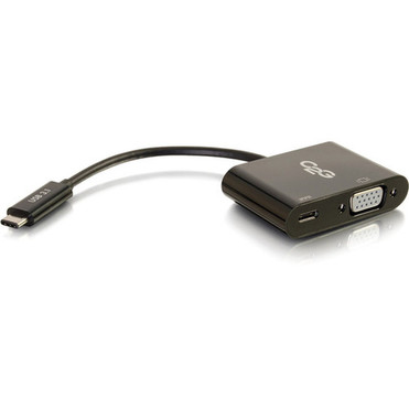 C2G USB-C To VGA Video Adapter Converter With Power Delivery - Black - USB 31 Type C - 1 x VGA 29533
