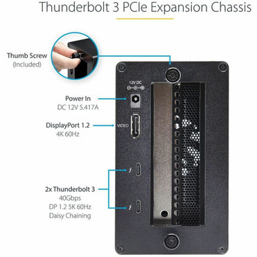 StarTechcom Thunderbolt 3 PCIe Expansion Chassis External Enclosure Box with 1x PCI-Express Slot 5K4K Output Via TB3DP Ports TAA TB31PCIEX16