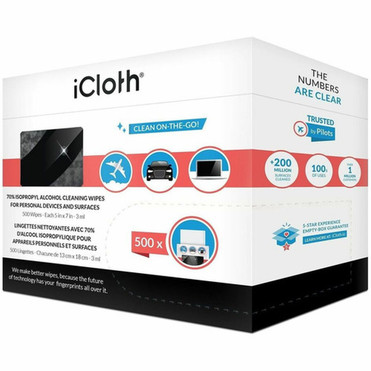 icloth 500-Pack 5 x 7-In Large Wipes - For Aerospace Handheld Device - Hypoallergenic Low Linting Absorbent Soft Individually - iCA70IPA500