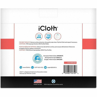 icloth 500-Pack 5 x 7-In Large Wipes - For Aerospace Handheld Device - Hypoallergenic Low Linting Absorbent Soft Individually - iCA70IPA500