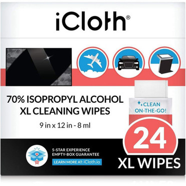 icloth 192-Pack 9 x 12-In Extra-Large Wipes - For Multipurpose - 8 mL - Hypoallergenic Lint-free Soft Absorbent Individually - - iCXL70IPA24