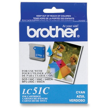 Brother Original Ink Cartridge - Inkjet - 400 Pages - Cyan - 1 Each LC51CS Brother Original Ink Cartridge - Inkjet - 400 Pages - Cyan - 1 Each LC51CS