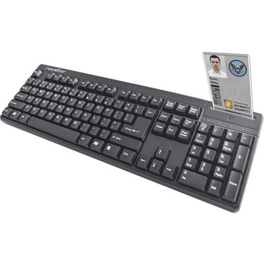 Rocstor KS20T Keyboard with Smartcard Reader - 104 Keys - QWERTZ Layout - Smart Card Reader - USB - Black - TAA Compliant Y10P002-B1
