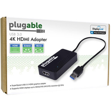 Plugable Up to 3840x2160 Supports Windows 10 81 8 7 - 1 Pack - USB 30 - 1 x HDMI Digital AudioVideo Female - 3840 x 2160 UGA-4KHDMI