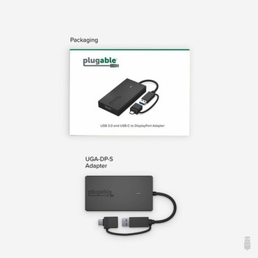 Plugable DisplayPortUSB-CUSB AudioVideo Adapter - 1 x USB 30 Type A - Male 1 x USB 30 Type C - Male - 1 x DisplayPort Digital - UGA-DP-S