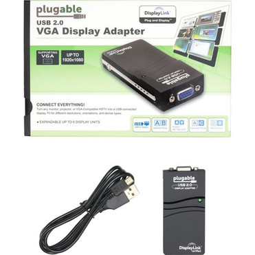 Plugable USB 20 to VGA Video Graphics Adapter for Multiple Monitors Windows - USB 20 - 1 x 15-pin HD-15 VGA - 1920 x 1080 Supported USB-VGA-165