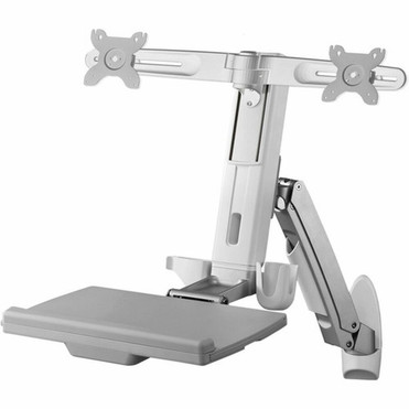 Amer Mounts Single Articulating Arm Wall Mount Workstation Dual Display and Keyboard Supports Flat Panel Size up to 24 AMR2AWS - a AMR2AWS