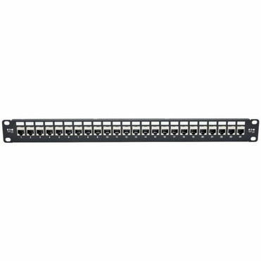 Tripp Lite 24-Port Cat6a Patch Panel Shielded Feedthrough Rackmount RJ45 1U - 24 Ports - 24 x RJ-45 - 1U High - 19 Wide - - TAA N254-024-SH-6A