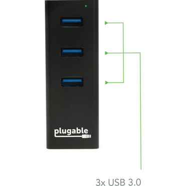 Plugable USB Hub with Ethernet 3 port USB 30 Bus Powered Hub with Gigabit Ethernet Compatible with Windows MacBook Linux Chrome C USB3-HUB3ME