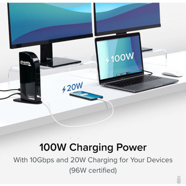 Plugable USB-C 4K Triple Display Docking Station with Charging Support for Specific USB-C and Thunderbolt 3 Windows and Mac Systems - UD-ULTC4K