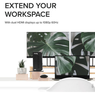 Plugable USB 30 and USB-C Universal Laptop Docking Station for Windows and Mac - Dual Video HDMI Gigabit Ethernet Audio 6 USB UD-3900Z