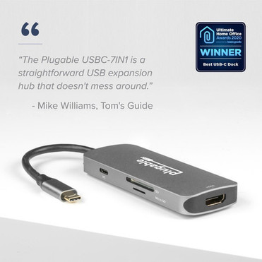 Plugable USB C Hub Multiport Adapter 7-in-1 Hub Compatible with MacBook Pro Windows Chromebook Dell XPS Thunderbolt 3 and More - USBC-7IN1