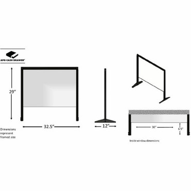APG Guardiant Countertop Single Screen and Sneeze Guard HSW32902 3225 x 29 Clear Plexiglass Acrylic With 65 Full Length Window HSW32902