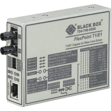 Black Box FlexPoint T1E1 to Fiber Converter - New - 1 x ST Ports - DuplexST Port - Multi-mode - T1E1 - 31 Mile - Power Supply - - MT660A-MM