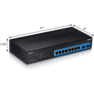 TRENDnet 10-Port Gigabit Web Smart Switch 20 Gbps Switching Capacity 8 x RJ-45 Ports 2 x SFP Slots VLAN QoS LACP IPv6 Support TEG-082WS