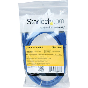 StarTechcom_6_ft_SuperSpeed_USB_30_Extension_Cable_A_to_A_MF_-_Type_A_Male_USB_-_Type_A_Female_USB_-_6ft_-_Blue_USB3SEXTAA6 StarTechcom_6_ft_SuperSpeed_USB_30_Extension_Cable_A_to_A_MF_-_Type_A_Male_USB_-_Type_A_Female_USB_-_6ft_-_Blue_USB3SEXTAA6