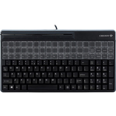CHERRY SPOS QWERTY Keyboard - 135 Keys - QWERTY Layout - 54 Relegendable Keys - Magnetic Stripe Reader - USB - Black G86-61410EUADAA