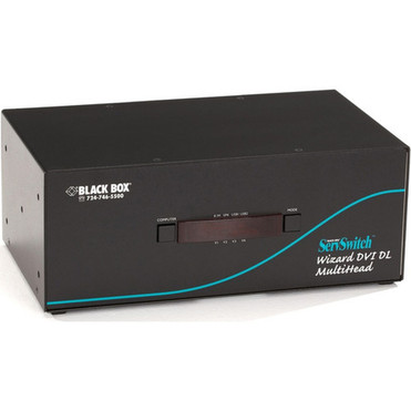 Black Box ServSwitch Wizard Dual-Link DVI with USB True Emulation - 4 Computers - 1 Local Users - 2560 x 1600 - 1 x Network - 8 x KV2204A