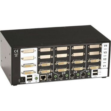 Black Box ServSwitch Wizard Dual-Link DVI with USB True Emulation - 4 Computers - 1 Local Users - 2560 x 1600 - 1 x Network - 8 x KV2204A