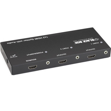 Black Box 1 x 2 HDMI Splitter with Audio - Audio Line In - Audio Line Out - 1 x HDMI In - 2 x HDMI Out AVSP-HDMI1X2