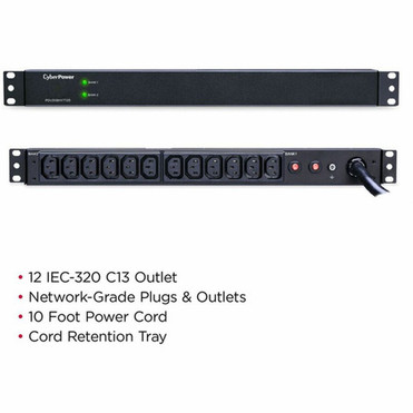 CyberPower PDU30BHVT12R 12-Outlets PDU - Basic - NEMA L6-30P - 12 x IEC 60320 C13 - 230 V AC - 1U - Vertical - Rack-mountable PDU30BHVT12R