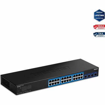 TRENDnet 28-Port Web Smart Switch 24 x Gigabit Ports 4 x 10G SFP Slots High Speed Network Uplinks 128 Gbps Switching Capacity 1U TEG-30284